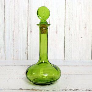 Mid-Century Decanter Carafe Bottle w/ Stopper Vintage Japan Colored Glass Gift